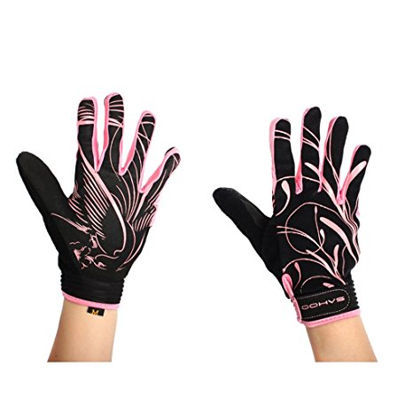 SAHOO Women MTB Road Cycling Full Finger Glove High Breathability Bicycle Outdoor Antiskid Gloves Pink Size Small