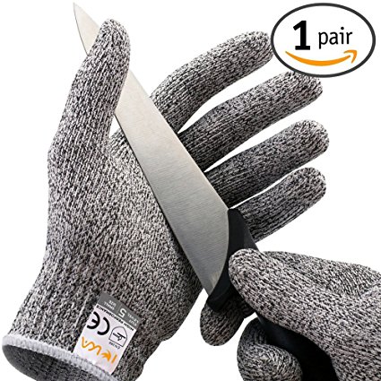 IEKA Cut Resistant Gloves,Level 5 Protection High Performance Food Grade Certified Kitchen and Work Safety Lightweight Breathable and Extra Comfortable (Large)
