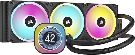 CORSAIR iCUE Link H150i LCD Liquid CPU Cooler - 360mm AIO - QX120 RGB Fans - 2.1” IPS LCD Screen - Fits Intel LGA 1700, AMD AM5 - iCUE Link System Hub Included - Black