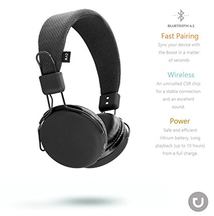 Urbanz Boost On-Ear Wireless Bluetooth Headphones (Black)