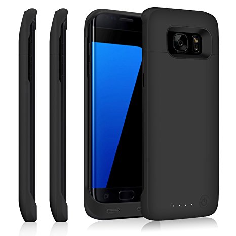 Galaxy S7 Edge Battery Case 5000mAh, Gixvdcu Rechargeable Portable Charging Cover Slim External Protective Backup Juice Pack Power Bank for Samsung S7 Edge – Black