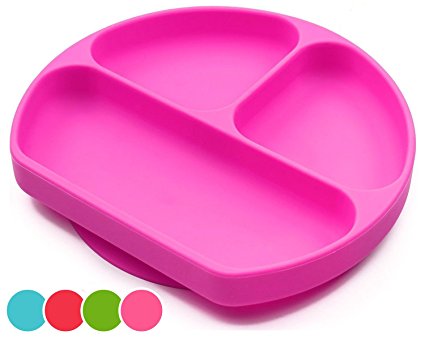 Suction Plates For Toddlers, Babies, Silicone Placemats For Kids Stick, Fits To Most High Chair Tray And Tabel, Baby Dishes - Kids Plates   Bowls - Pink