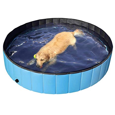 Yaheetech Foldable Pet Bath Pool Collapsible Large Dog Pet Pool Bathing Swimming Tub Kiddie Pool for Dogs Cats and Kids, Blue/Red