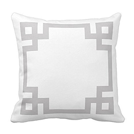 Decors Gray And White Greek Key Border Throw Pillow Case Cushion Cover Home Sofa Decorative 18 X 18 Pillows