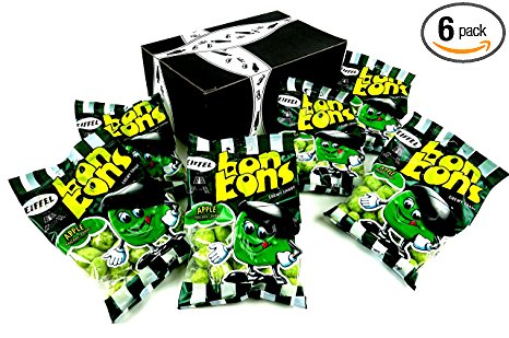 Eiffel Apple Bon Bons Chewy Candy, 4 oz Bags in a BlackTie Box (Pack of 6)