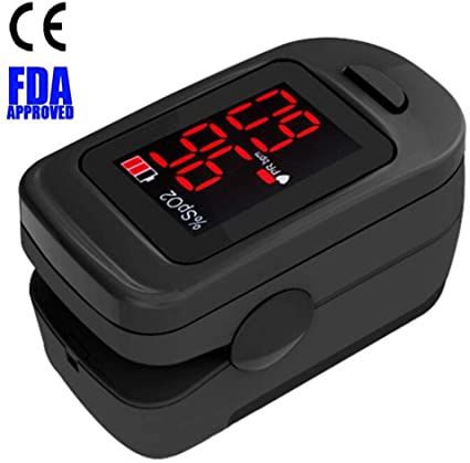 Black Oximeter Fingertip Oximeter Blood Oxygen Saturation Monitor with Silicon Cover & Lanyard Suitable for Elderly Fitness oximeter Finger