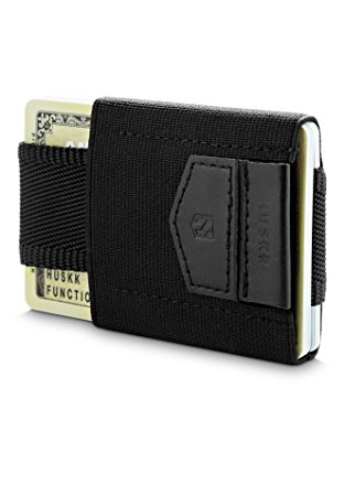 HUSKK Minimalist Slim Wallet - 10 Card Holders - Cash, Coins or Keys - Black [ECSC-BB]