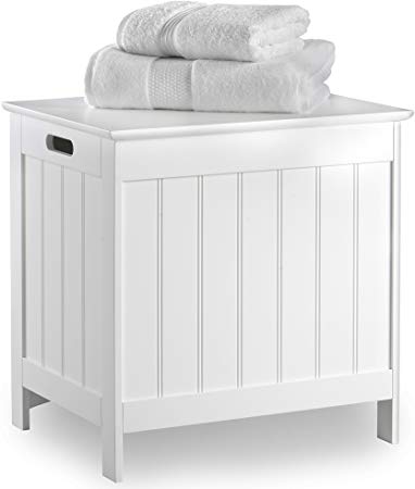 VonHaus Laundry Hamper - White Colonial Style Washing Basket with Lid for the Bedroom or Bathroom