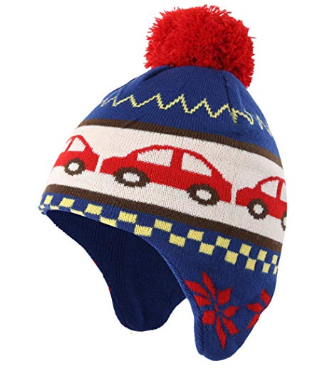 Home Prefer Baby Toddler Boys Winter Hats Earflaps Knitted Hats Cotton Skull Cap