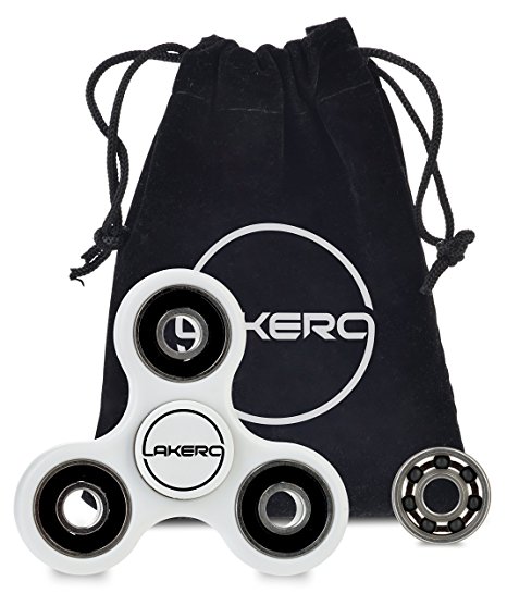 Lakero Tri Spinner Fidget Toy Bundle Set with Pouch and extra Bearing Si3N4 Helps people with ADD, ADHD, Autism Focus Disorders both Kids/Adults Great Sensory Tool