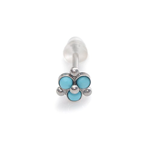 Tragus Earring with Turquoise stone - surgical steel nose stud, helix earring, cartilage stud, conch stud