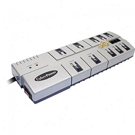Cyberpower 1080 10-Outlet Surge Suppressor - 3600 Joules 15A RJ11/Coax EMI/RFI Right-angle (Discontinued by Manufacturer)
