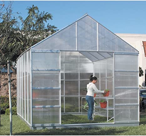 12 X 10 Polycarbonate Aluminum Framed Steel Base Greenhouse