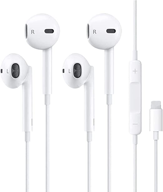 2 Pack iPhone Light^ing Wired Earbuds Headphones Earphone [Apple MFi Certified] Built-in Microphone & Volume Control Compatible with Apple iPhone 14/13/12/11 Pro Max Xs/XR/X/7/8 Plus