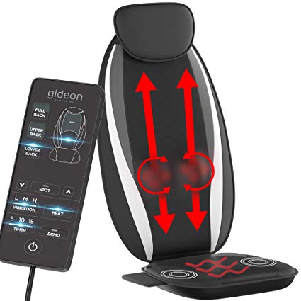 Shiatsu Back Massager Seat Cushion with Heat and Bottom Motors - Luxury Full Back Massage Cushion by Gideon