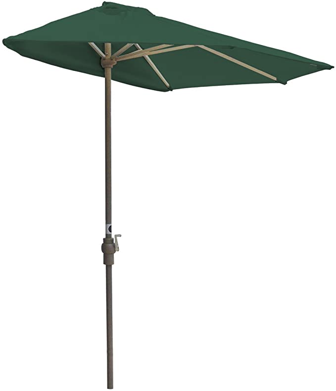 Blue Star Group Off-The-Wall Brella Sunbrella Half Umbrella, 7.5'-Width, Forest Green