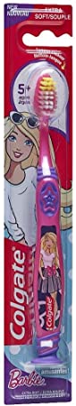 Colgate Kids Extra Soft Toothbrush with Suction Cup, Barbie, 1 Count (Colours Vary)