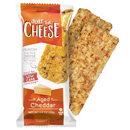 Just the Cheese Bars, Crunchy Baked Low Carb Snack Bars. 100% Natural Cheese. High Protein and Gluten Free, Aged Cheddar (12 Two-Bar Packs)