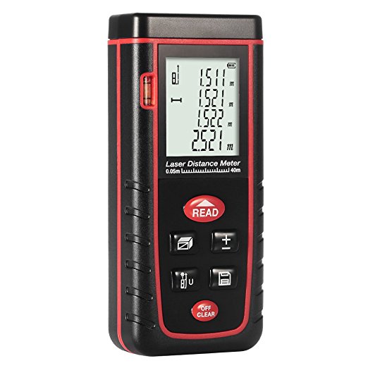 Laser Distance Meter, Portable Handheld Measure Instrument with m/in/ft,Rangefinder Finder,Layout Tools,Line Lasers with 2AAA Alkaline Batteries(Included) (0.05 to 40m(0.16 to 131ft))