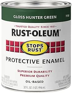 Rust-Oleum 7738502 Stops Rust Brush On Paint, Quart, Gloss Hunter Green, 1 Quarts (Pack of 1)