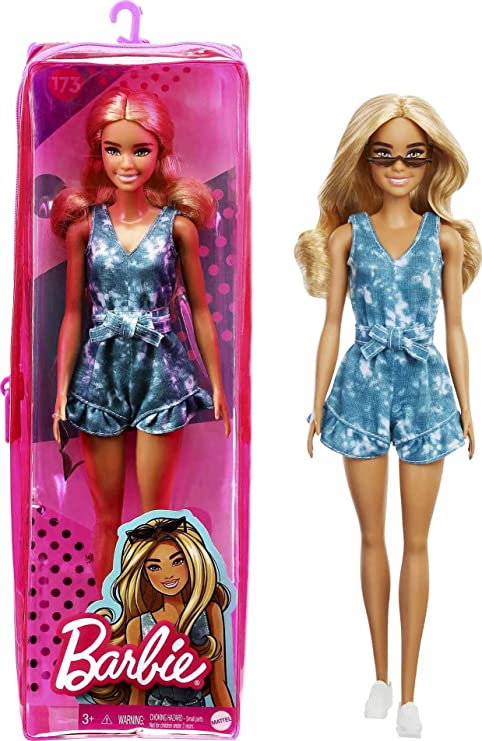 Barbie Fashionistas Doll # 173, Tie-Dye Romper, Toy for Kids 3 to 8 Years Old