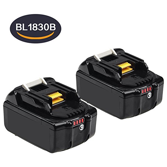 Dosctt BL1830B Replace for Makita 18V Lithium LXT Battery BL1860B BL1850B BL1840B 194204-5 LXT400 Cordless Tools with LED Power Display 2 Pack