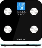 GoWISE USA Body Fat Scale with FDA approved- Measures Weight Body Fat Water and Bone Mass 400 Lbs Capacity Tempered Glass Black