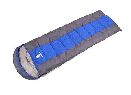 GeerTop Hollow Fibre 3-Season 32F- 54F Envelope Sleeping Bag, Attachable, for camping, hiking
