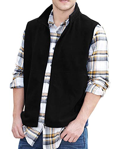 COOFADNY Men's Fleece Vest Full Zip Soft Solid Basic Waistcoat