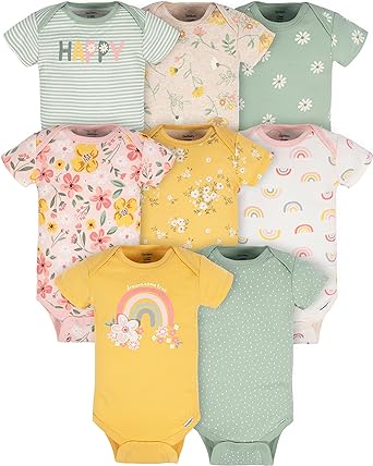 Gerber baby-girls 8-pack Short Sleeve Onesies Bodysuits