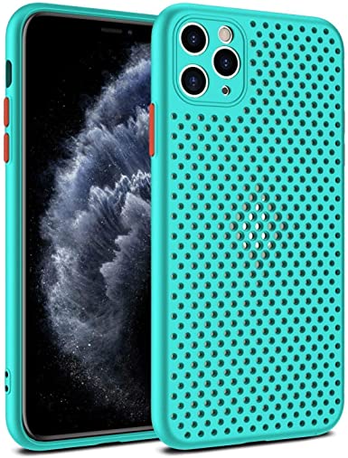 Heat Dissipation iPhone Case, 2022 Breathable Cooling Hollow Cellular Hole Heat Dissipation Case Full Back Camera Lens Protection Ultra Slim TPU Cover (Mint Green, Compatible with iPhone 13 Pro Max)