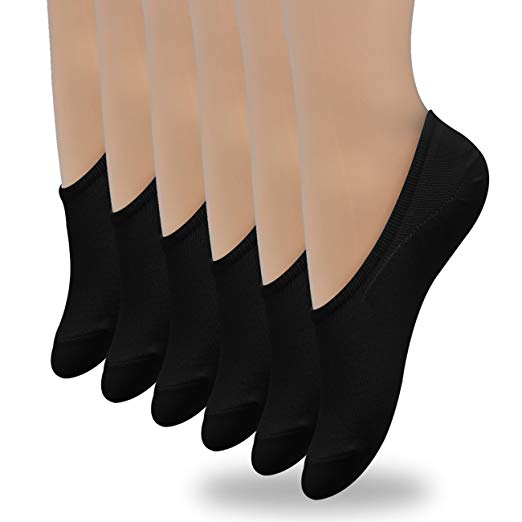 No Show Socks Womens 6 Pack Thin Casual Low Cut Non-Slip Flat Boat Line