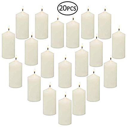 YUCH Pack of 20 Ivory Pillar Candles Aprox 2x4 Inch
