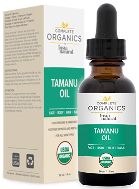 Organic Tamanu Oil - Nourishes and Soothes Dry, Cracked & Problematic Skin, Hair, Feet and Nails - Complete Organics by InstaNatural - 1 OZ