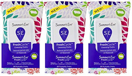 Summer's Eve FreshCycle Cleansing Cloths | Reduces Period Odor | 24 Count | Pack of 3