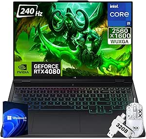 Lenovo Legion Pro 7i Gen 9 Gaming Laptop, NVIDIA RTX 4080, Intel 24-Core i9-14900HX, 16" 240Hz 2K WQXGA IPS, 32 GB DDR5, 2 TB SSD, Bluetooth 5, Wi-Fi 6E, Win 11 Pro, Gaming Mouse, 32G UFD