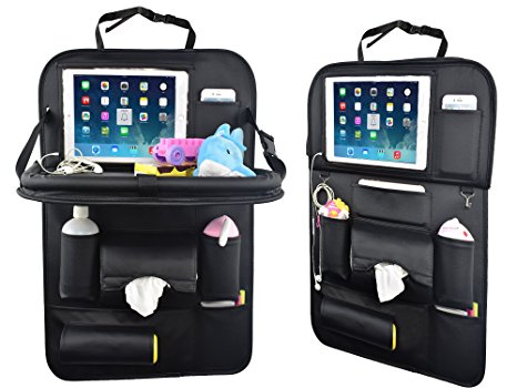 Back Seat Car Organizer With Tablet Holder By YOOSUN, Car Organizer for Kids Baby Toddlers Toy Bottles Storage Foldable Dining Table Family Road Trip Travel Accessories (1)