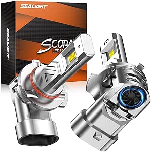 SEALIGHT 9005/HB3 LED Bulb, 1:1 Real Size 32000LM 9005 Fog Light Bulbs, 700% Super Bright 6500K Cool White with Fan, Fog Lights LED Bulb for Car Powersports ATV/UTV, Pack of 2 (S3 Series)