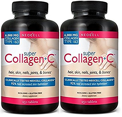 Neocell Super Collagen C Type 1 and 3, 6000mg plus Vitamin C, 250 Count (.250 Pack of 2)