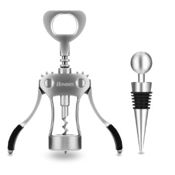 Homdox Wine Opener Set Including Wing Corkscrew and Wine Stopper