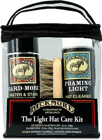 Bickmore Foaming Light Hat Cleaner Kit - Remove Dirt, Dust, Fingerprints & Sweat Stains - Great for Fur - Felt Cowboy Hats, Baseball Hats, Fedoras, Sun Hats & More
