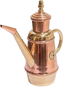 ikasus Olive Oil Dispenser Bottle, Retro Classic European Handmade Copper Oil Pot, Drip Free/Everyday-use Oil Vinegar Cruet, for Kitchen Restaurant Pizza Shop and Bakery, Gold, 450ML