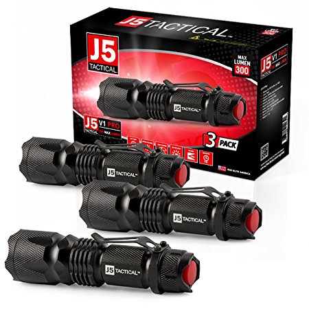 J5 Tactical V1-Pro Flashlight (3 Pack) The Original High Lumen Ultra Bright, LED 3 Mode Flashlight …