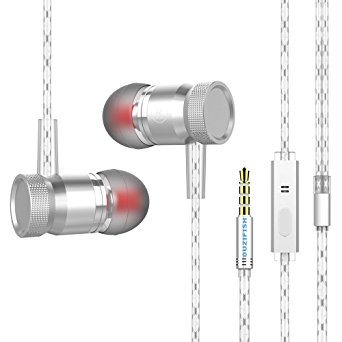 Earphones, OUZIFISH Wired Earbuds 3.5mm In-Ear Headphones Mic Noise Cancelling Stereo Silver