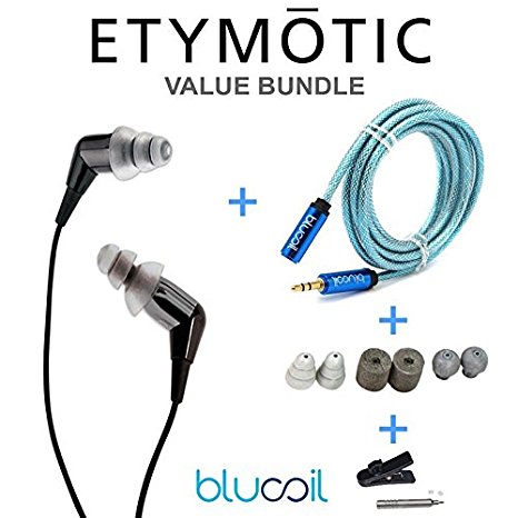 Etymotic Research MC5 Noise Isolating In-Ear Earphones PLUS Blucoil 6-Foot Headphone Extender