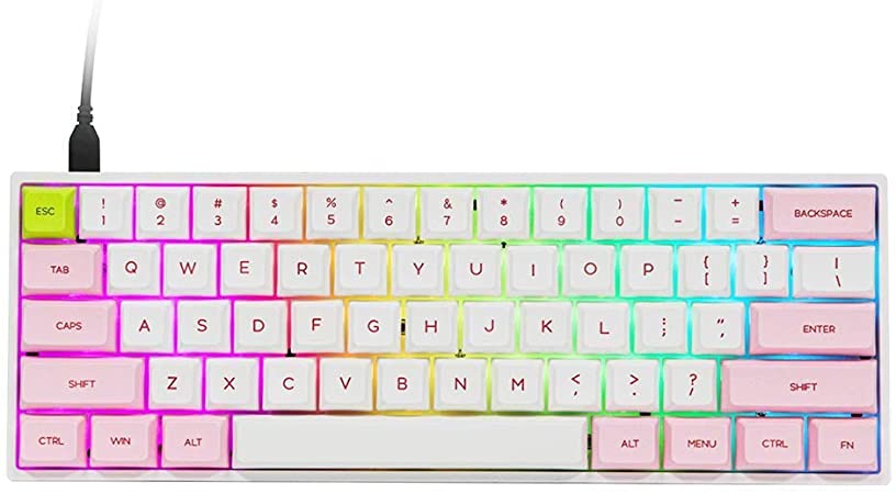 EPOMAKER SKYLOONG SK61 61 Keys Hot Swappable Mechanical Keyboard with RGB Backlit, NKRO, Water-Resistant, Type-C Cable for Win/Mac/Gaming (Gateron Optical Brown, Pink)