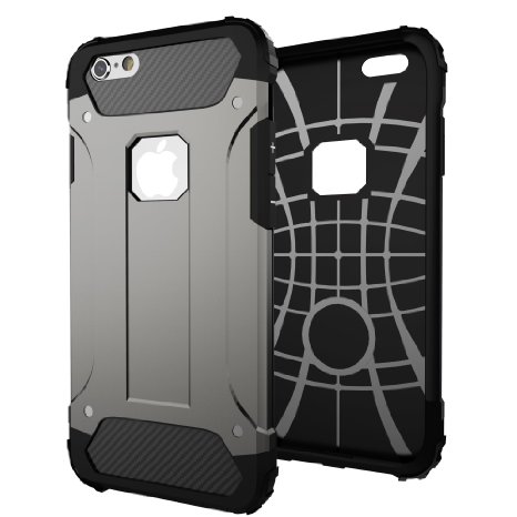 Wotmic iPhone 6 Plus Case iPhone 6s Plus Case Dual Layers Protection Shockproof Anti-Scratch Cases Dustproof 5.5" Grey and Black