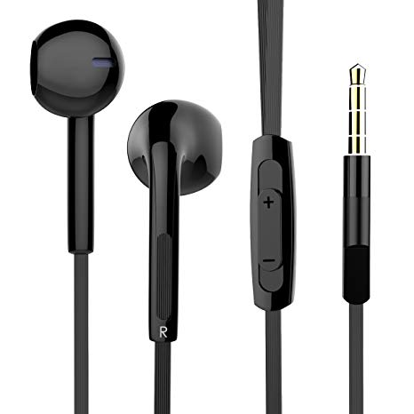 Earbuds, BYZ Wired Earphones in-Ear Headphones with Microphone and Volume Control Stereo Headset for Running Workout Gym Black