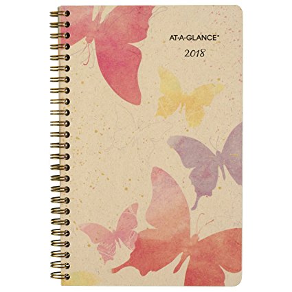 AT-A-GLANCE Weekly / Monthly Planner, January 2018 - December 2018, 5-1/2" x 8-1/2", Recycled, Watercolors (791-200G)