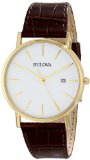 Bulova Mens 97B100 Gold-Tone Stainless Steel and Brown Leather Watch